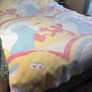 Vintage Sesame Street Blanket with Big Bird, Elmo, Cookie Monster and Rainbows